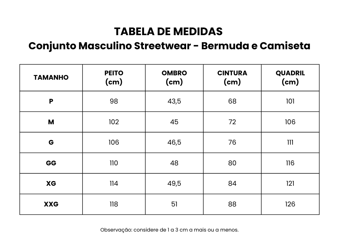 Conjunto Masculino Streetwear - Bermuda e Camiseta