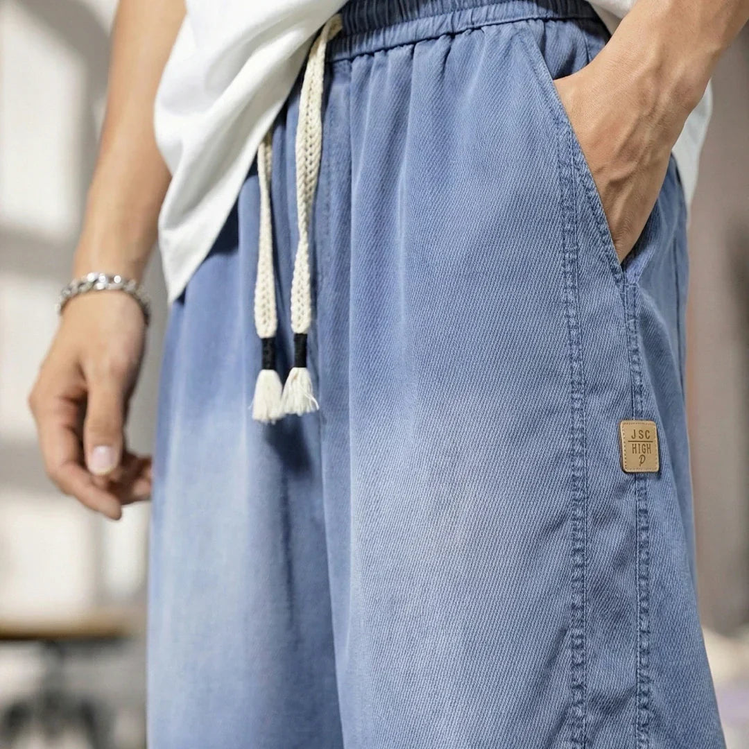 [Leve 4, Pague Só 2!] Bermuda Jeans Knox Masculina em Sarja de Algodão e Poliéster + BRINDES ( PREÇO DE ATACADO)