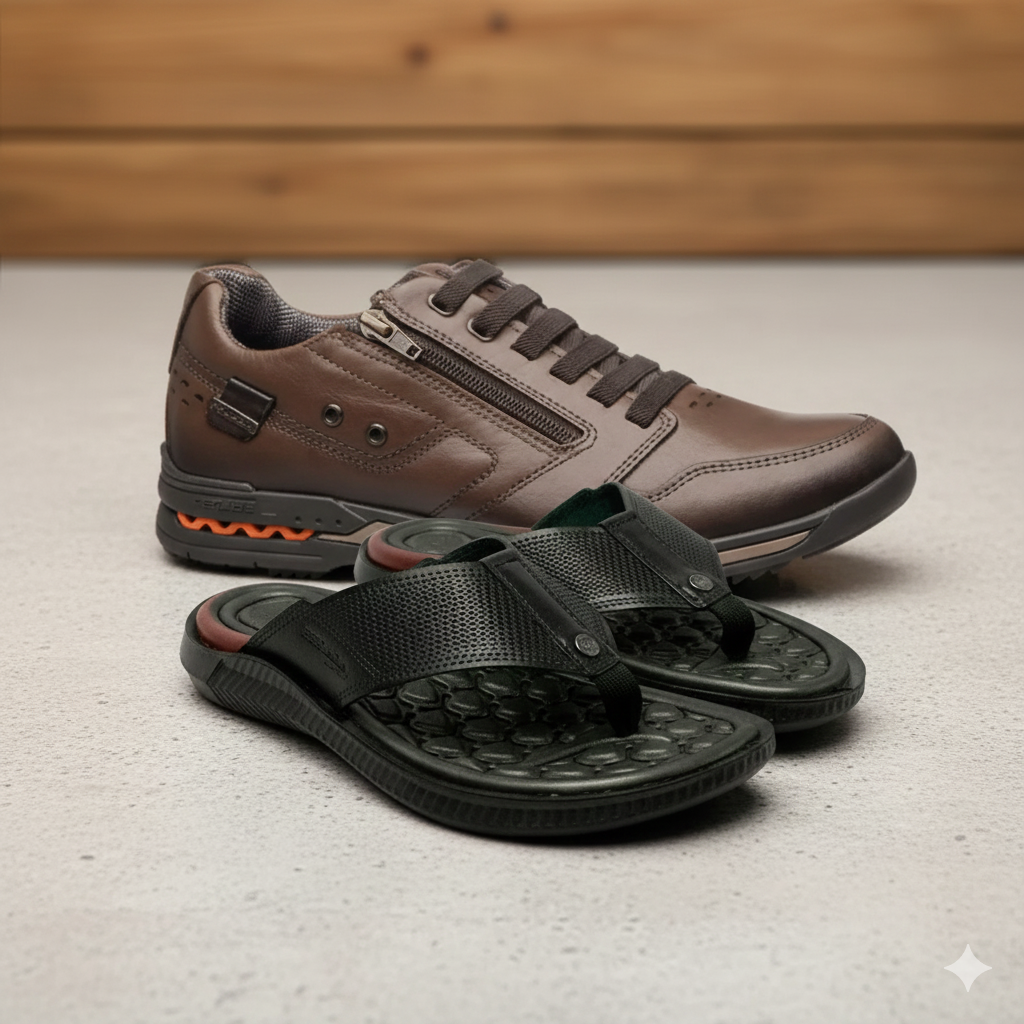 Kit Ferracini Sapatênis Ortopédico + Chinelo Massageador [Envio Nacional]