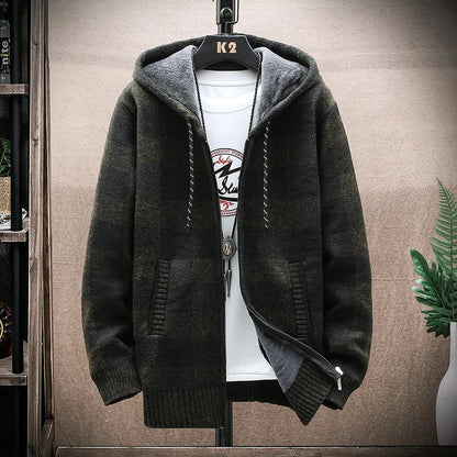 Blusa Masculina Xadrez com Zíper e Capuz